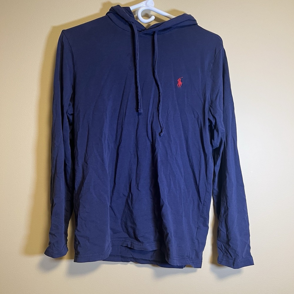 Polo Ralph Lauren Men's Hooded Sweatshirt Size Small Navy Blue Red Pony READ
